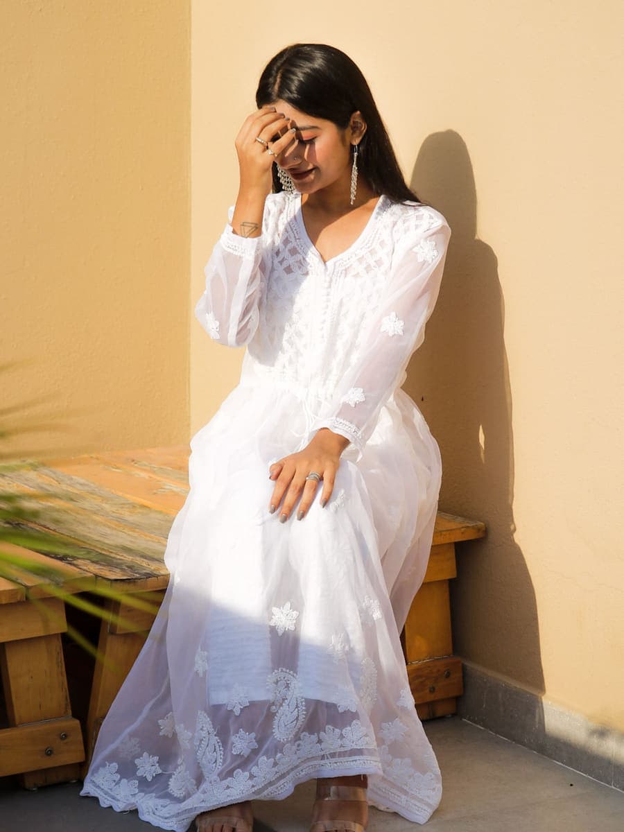 Ivory Chikankari Formal Set